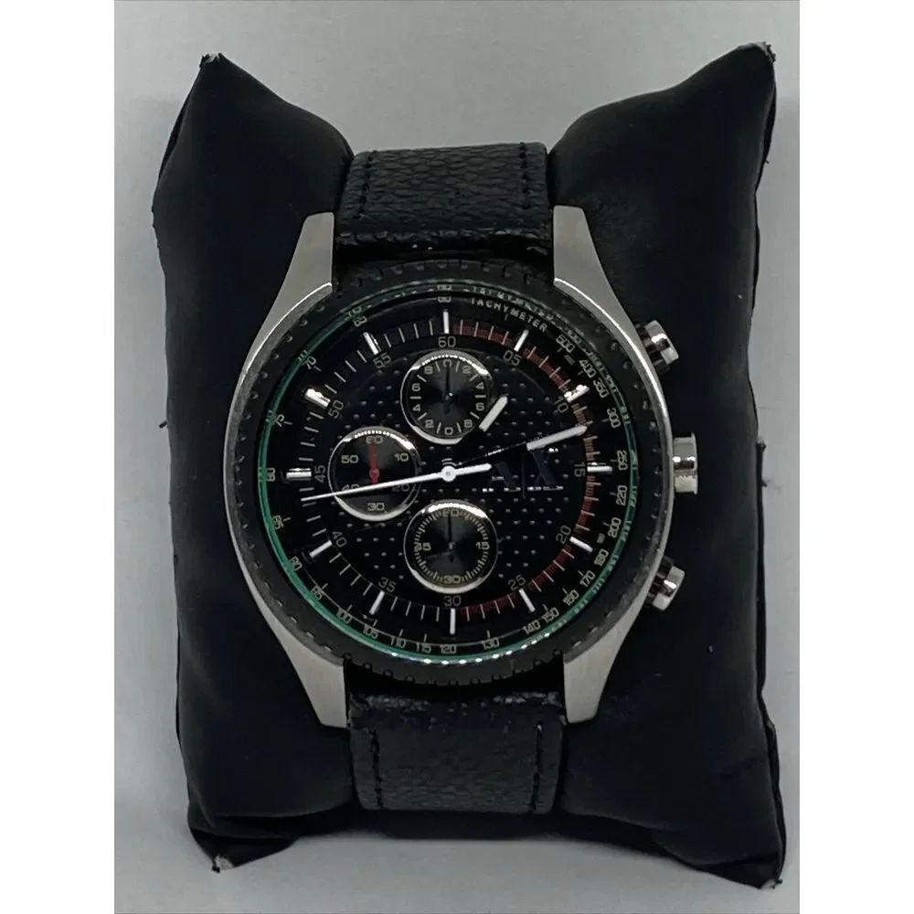 Armani Exchange AX1608 Men's Leather Analog Black Dial Quartz Wrist Watch JK184